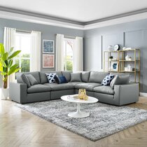 Faux leather gray deals sectional